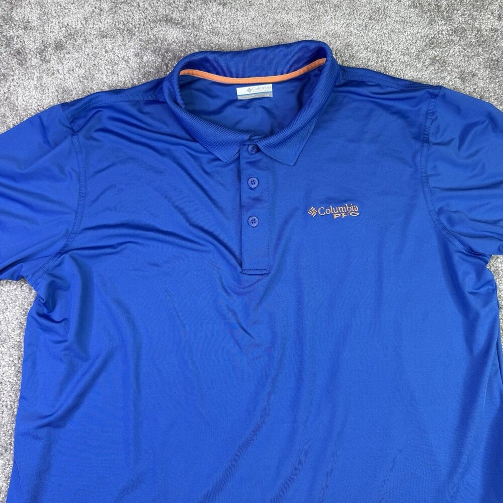 Columbia PFG Shirt Men’s Large Blue Omni-Shade Fishing Polo
